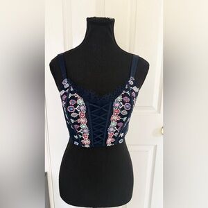 Victoria’s Secret Dream Angels Embroidered Corset Bralette Navy Small